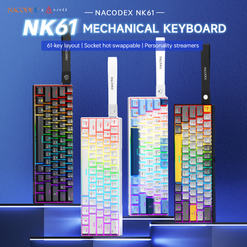 Teclado Mecánico para Juegos AJAZZ NK61 con Cable, Efectos de Iluminación RGB, Compatible con 61 Teclas Intercambiables en Caliente