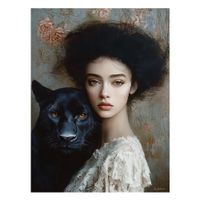 cuadro mujer con pantera alu dibond 30x40