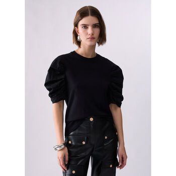 Liu Jo Tops y Camisetas T-shirt bimateriale con mangas a abullonado para mujer