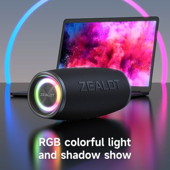 Zealot_S56 Altavoz Portátil de 40W con Subwoofer, Inalámbrico, Resistente al Agua IPX6, TWS, 8800mAh, para Viajes al Aire Libre, USB/TF/AUX