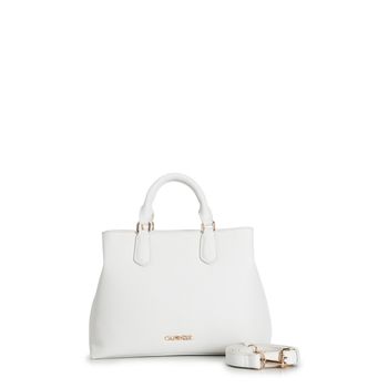 bolso baúl de material con efecto saffiano white