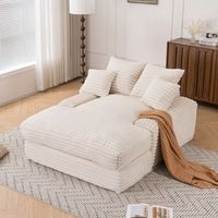 sofa cama chaiselongue - mueble para salon - pana y espuma - beige 175x137x63cm