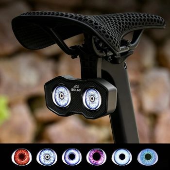 Luz trasera de bicicleta de haz dual ESLNF 6 modos freno inteligente MTB carretera trasera alimentación por batería 1200