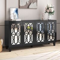 aparador de diseno negro con 4 puertas con espejo