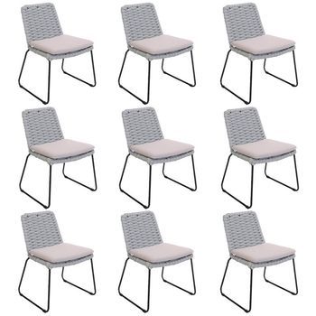 Balero Silla De Jardín De Mimbre Gris Claro - Lote De 9