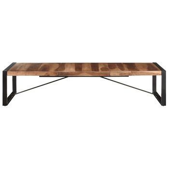 Mesa De Centro 180x90x40 Cm Madera Maciza De Acacia, Madera De Caucho Y Acero - Marrón