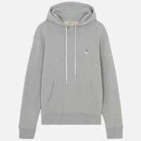maison kitsune mens grey fox head patch hoodie - grey melange - s
