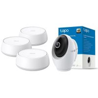 pack tp-link deco be25 pack triple sistema wi-fi 7 mesh be3600  tapo c260 camara de vigilancia 360
