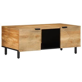 Mesa De Centro Madera Maciza De Mango Negra 100x54x40 Cm Marrón Vidaxl