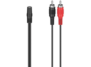 Adaptador Jack a RCA - Hama 00205186, 3.5 mm, 2x RCA, 10 cm, Negro