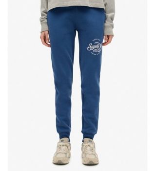 Superdry para mujer. W7011315A Pantalón Jogger Premium Script Entry azul (M), Casual, Algodón