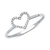 anillo corazon de oro blanco 14 quilates con diamantes