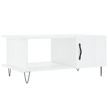 Mesa De Centro，mesa Auxiliar，mesa De Café Madera Contrachapada Blanco Brillo 90x50x40 Cm