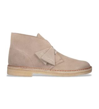 Clarks para hombre. 26155527 Botines de piel Desert beige (45), Plano, Ante, Cordones, Casual