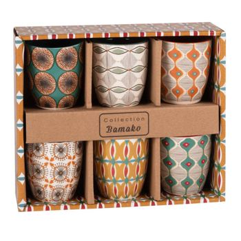 Caja de 6 tazas de cerámica multicolor