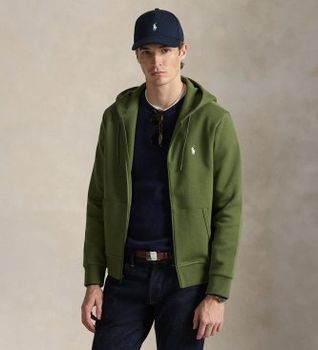 Polo Ralph Lauren para hombre. 710881517503 Sudadera de punto doble y cremallera verde (XXL), Casual, Algodón