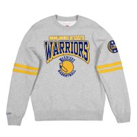 sudadera warriors all over print fleece crew mitchell and ness