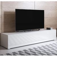 mueble tv con patas 2 cm  mueble de television  mueble de salon  1 puerta  160x32x40cm  modelo luke h2  blanco brillo