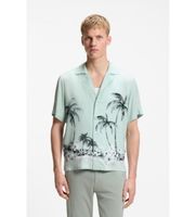 boss para hombre 50559632 camisa regular fit con estampado turquesa xxl casual viscosa manga corta