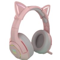 kinsi k9 auriculares gaming rgb con orejas rosas