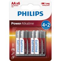 philips alkaline power pilas alcalinas aa lr06 15v pack 6 unidades