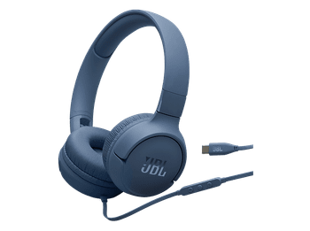 Auriculares - JBL Tune 520C, Cable, Circumaurales, USB-C, Micrófono, Plegable, Azul