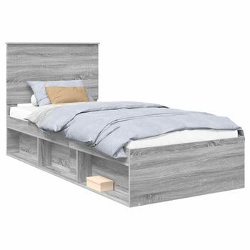 Estructura De Cama Con Cabecera Gris Sonoma 90 X 190 Cm Vidaxl