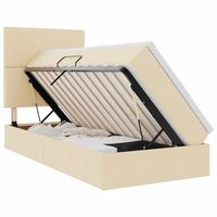 cama de almacenamiento led con colchon crema 90 x 200 cm tela vidaxl