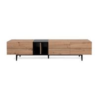 mueble de tv 3 puertas y 2 baldas 195cm - acabado madera clara y negro