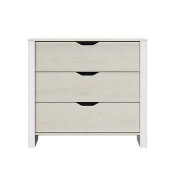 Cómoda 3 cajones blanca y gris claro - l88 x a80 cm