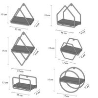 estante de pared juego de 6 en miniatura oro negro