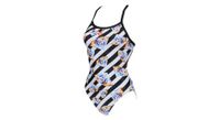 traje de bano de una pieza arena crazy diamonds challenge back para mujer  blanco negro