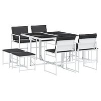 juego de comedor de jardin 9 uds  muebles de jardin con cojines textilene blanco