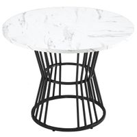 mesa de comedor redonda moderna tablero de mdf con estructura metalica 100x100x75 cm blanconegro