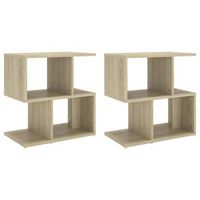 juego de 2 mesitas de noche con estantes 50 x 30 x 515cm madera de ingenieria color roble dec035894