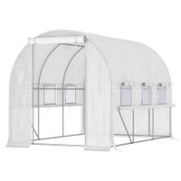 outsunny invernadero tunnel de jardin invernadero tunnel 6 m con 6 ventanas puerta enrollable tela pe estructura de acero galvanizado   aosom espana