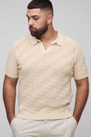 polo plus oversize de croche con corte recto beige