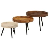 3 uds mesas de centromesa auxiliarmesa de cafe redondas madera maciza mango