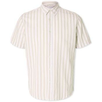 Selected Camisa manga larga Noos Reg-Sun Shirt - Pure Cashmere/Stripes para hombre