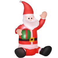 homcom papa noel hinchable 12m santa claus inflable con regalo decoracion navidad iluminacion led ventilador apto interior exterior   aosom espana