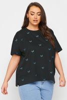 limited collection camiseta algodon azul marino con mariposas bordadas mujer curvy y tallas grandes limited collection