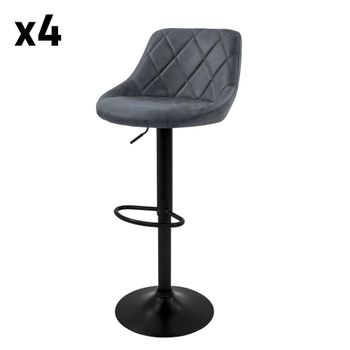 4x Taburetes de bar piel sintetica antracita altura regulable 62-82cm