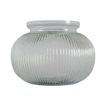 Jarrón bola de vidrio estriado transparente