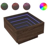 mesa de cafe - mesa de centro y led madera ingenieria marron roble 50x50x30 cm