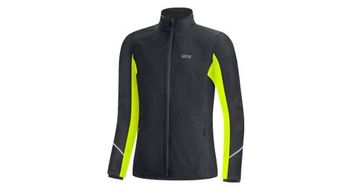 Chaqueta de running para mujer gore wear r3 parcial gore tex infinium negra amarilla