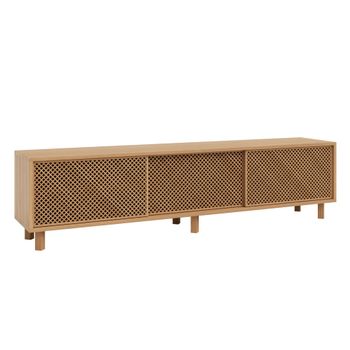 Mueble de TV 3 puertas de pino barnizado en color roble 180 cm