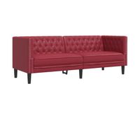 vidaxl sofa chesterfield de 3 plazas cuero artificial rojo tinto