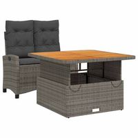 juego de comedor jardin 2 piezas  mueble de jardin con cojines ratan sintetico gris