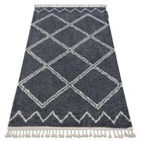 alfombra berber asila b5970 grisblanco franjas bereber marroqui shag 200x290 cm