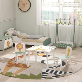 Conjunto 1 Mesa + 2 Sillas De Mdf Y Madera De Pino - Aiyaplay. Verde